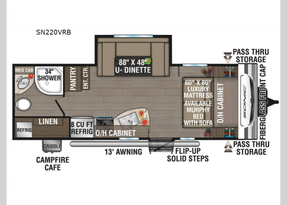 Floorplan - 2025 Sonic SN220VRB Travel Trailer