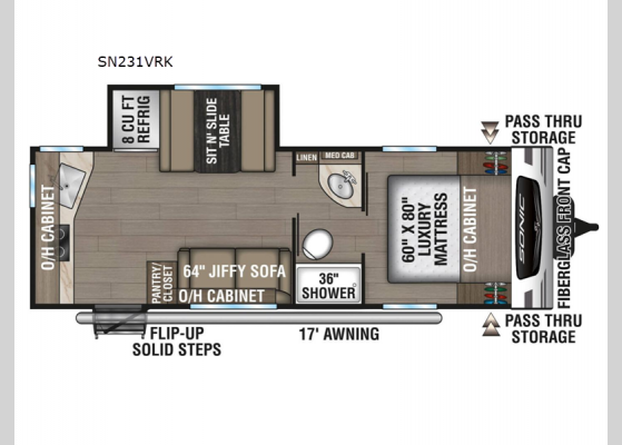 Floorplan - 2025 Sonic SN231VRK Travel Trailer