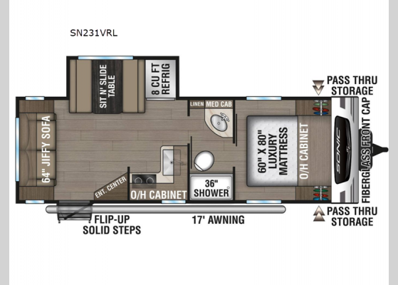 Floorplan - 2025 Sonic SN231VRL Travel Trailer