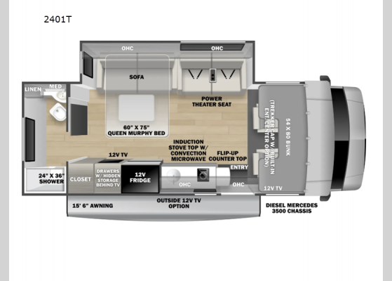 Floorplan - 2025 Forester MBS 2401T Motor Home Class C - Diesel