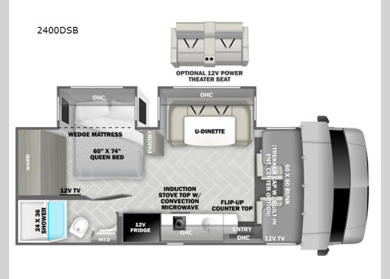 Floorplan - 2025 Sunseeker MBS 2400DSB Motor Home Class C - Diesel