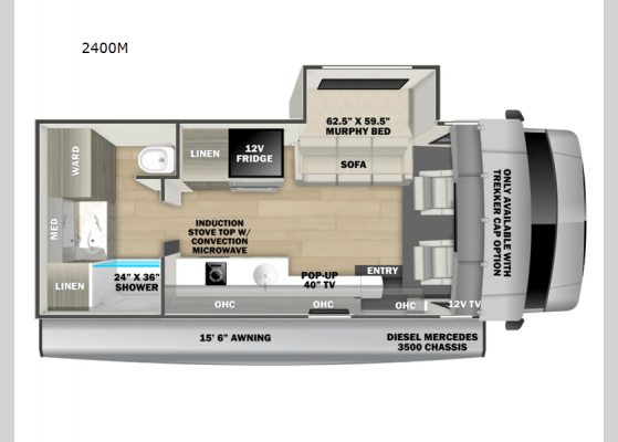 Floorplan - 2025 Sunseeker MBS 2400M Motor Home Class C - Diesel