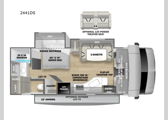 Floorplan - 2025 Forester Classic 2441DS Ford Motor Home Class C