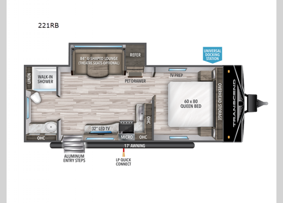 Floorplan - 2023 Transcend Xplor 221RB Travel Trailer