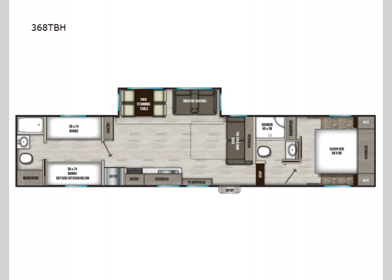 Floorplan - 2024 Chaparral Lite 368TBH Fifth Wheel