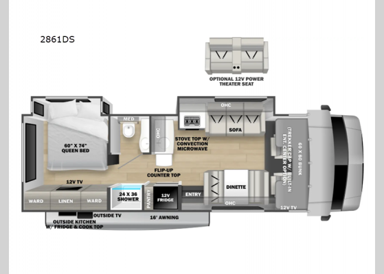 Floorplan - 2025 Forester Classic 2861DS Ford Motor Home Class C