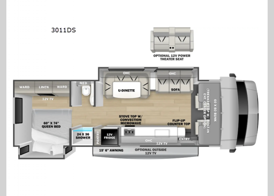 Floorplan - 2025 Forester Classic 3011DS Ford Motor Home Class C