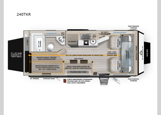 Floorplan - 2025 Overland Series 240TKR Toy Hauler Travel Trailer