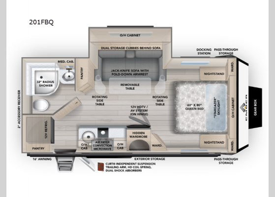 Floorplan - 2025 Overland Series 201FBQ Travel Trailer