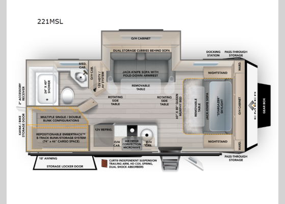 Floorplan - 2025 Overland Series 221MSL Travel Trailer