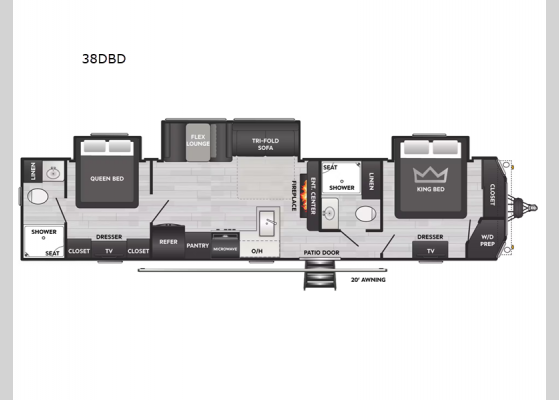 Floorplan - 2025 Hideout 38DBD Destination Trailer