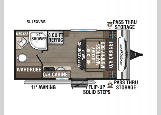 Floorplan - 2025 Sonic Lite SL150VRB Travel Trailer