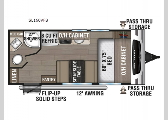 Floorplan - 2025 Sonic Lite SL160VFB Travel Trailer