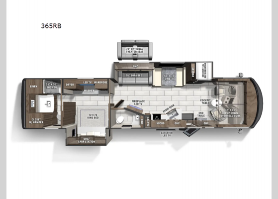 Floorplan - 2025 Sportscoach SRS 365RB Motor Home Class A - Diesel