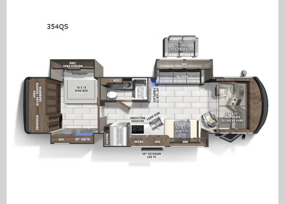 Floorplan - 2025 Sportscoach SRS 354QS Motor Home Class A - Diesel