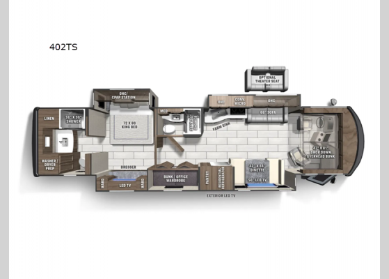 Floorplan - 2025 Sportscoach RD 402TS Motor Home Class A - Diesel