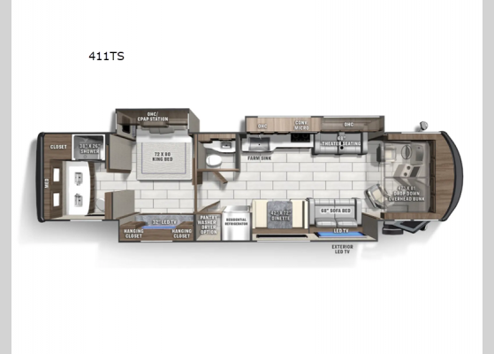 Floorplan - 2025 Sportscoach RD 411TS Motor Home Class A - Diesel