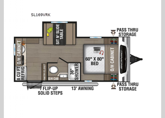 Floorplan - 2025 Sonic Lite SL169VRK Travel Trailer