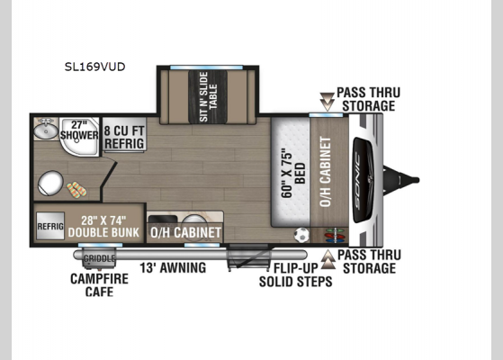 Floorplan - 2025 Sonic Lite SL169VUD Travel Trailer