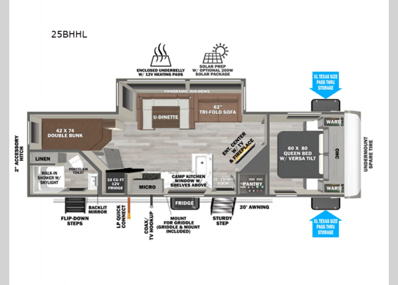 Floorplan - 2025 Wildwood Heritage Glen Hyper-Lyte 25BHHL Travel Trailer