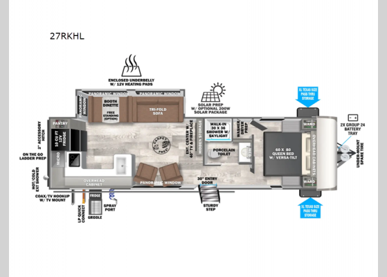 Floorplan - 2025 Wildwood Heritage Glen Hyper-Lyte 27RKHL Travel Trailer