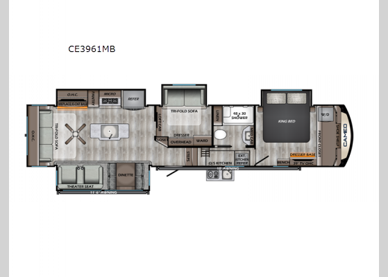 Floorplan - 2024 Cameo CE3961MB Fifth Wheel