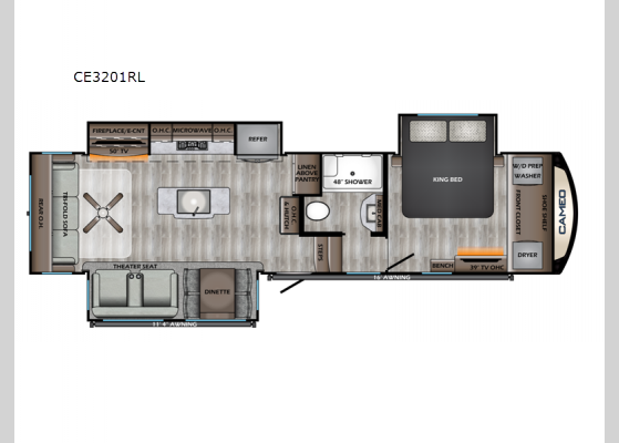 Floorplan - 2024 Cameo CE3201RL Fifth Wheel