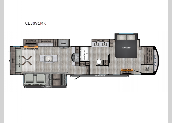 Floorplan - 2024 Cameo CE3891MK Fifth Wheel