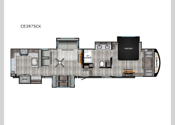Floorplan - 2024 Cameo CE3975CK Fifth Wheel