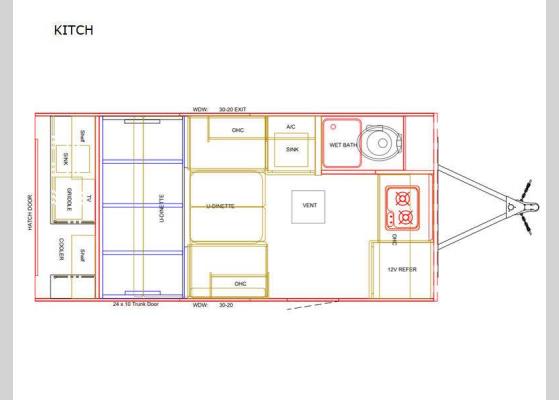 Floorplan - 2024 Bushwhacker Plus KITCH Teardrop Trailer