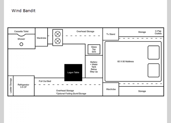 Floorplan - 2024 Northstar Hardside Wind Bandit Truck Camper