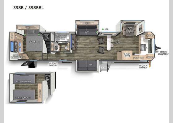 Floorplan - 2024 Timberwolf Black Label 39SRBL Destination Trailer