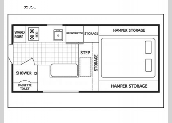 Floorplan - 2024 Northstar Pop-Up 850SC Truck Camper