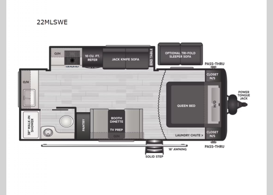 Floorplan - 2023 Hideout 22MLSWE Travel Trailer