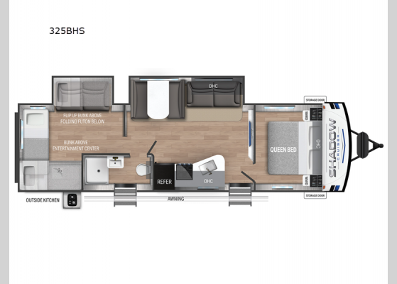 Floorplan - 2024 Shadow Cruiser 325BHS Travel Trailer