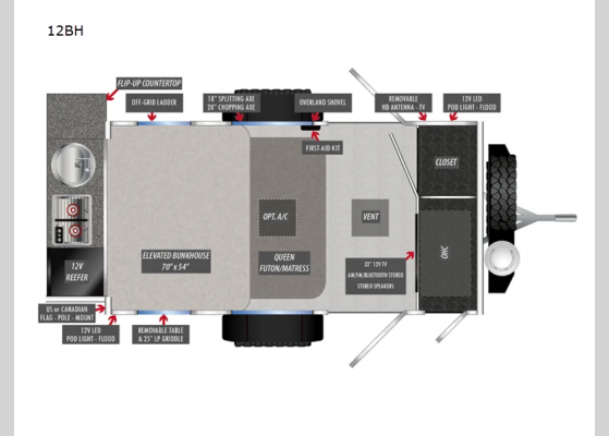 Floorplan - 2024 ROG 12BH Travel Trailer