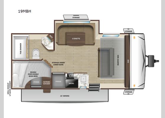 Floorplan - 2024 Super Lite Maxx 19MBH Travel Trailer