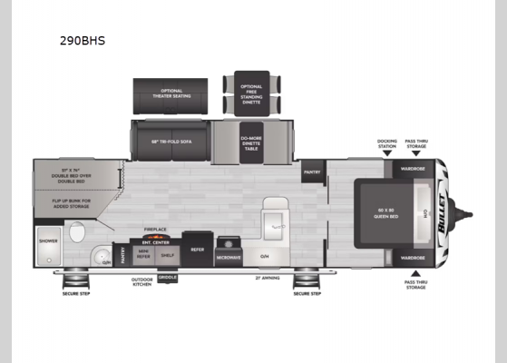 Floorplan - 2024 Bullet 290BHS Travel Trailer