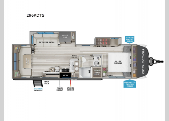 Floorplan - 2025 Reflection 296RDTS Travel Trailer