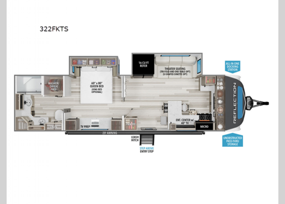 Floorplan - 2025 Reflection 322FKTS Travel Trailer