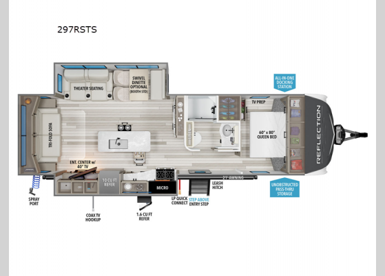 Floorplan - 2025 Reflection 297RSTS Travel Trailer