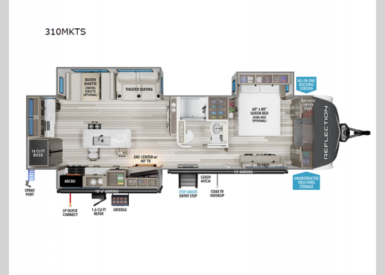 Floorplan - 2025 Reflection 310MKTS Travel Trailer