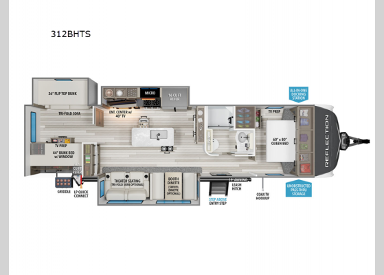 Floorplan - 2025 Reflection 312BHTS Travel Trailer