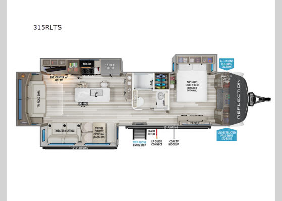 Floorplan - 2025 Reflection 315RLTS Travel Trailer