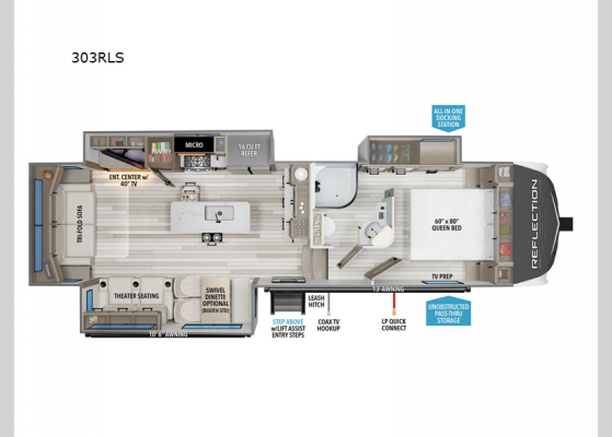 Floorplan - 2025 Reflection 303RLS Fifth Wheel