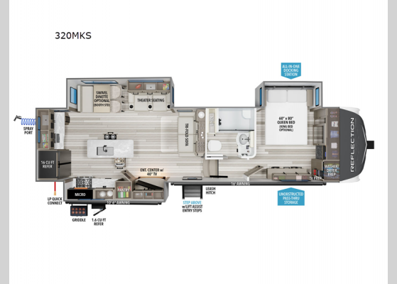 Floorplan - 2025 Reflection 320MKS Fifth Wheel