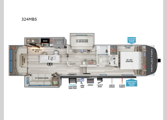 Floorplan - 2025 Reflection 324MBS Fifth Wheel