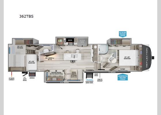 Floorplan - 2025 Reflection 362TBS Fifth Wheel