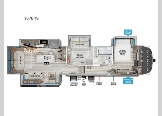 Floorplan - 2025 Reflection 367BHS Fifth Wheel