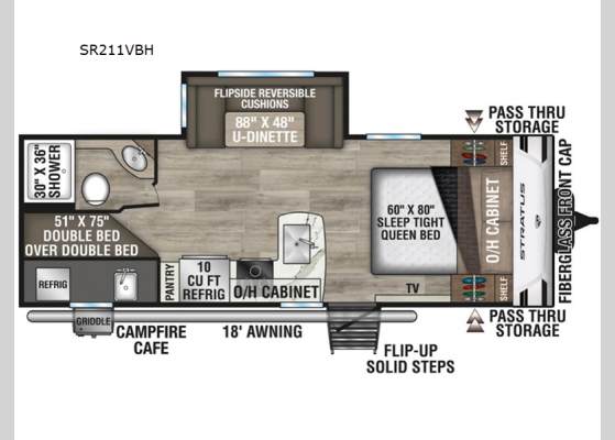 Floorplan - 2025 Stratus SR211VBH Travel Trailer